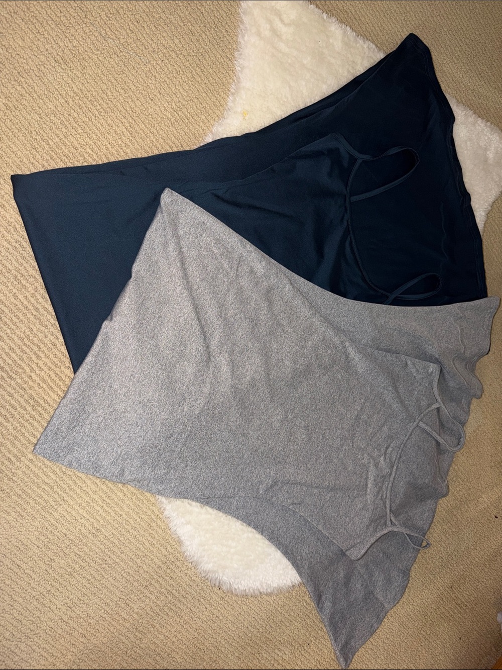 Women’s Soft Seamless Camisole Tank maxi dress- Gray & Caribbean blue